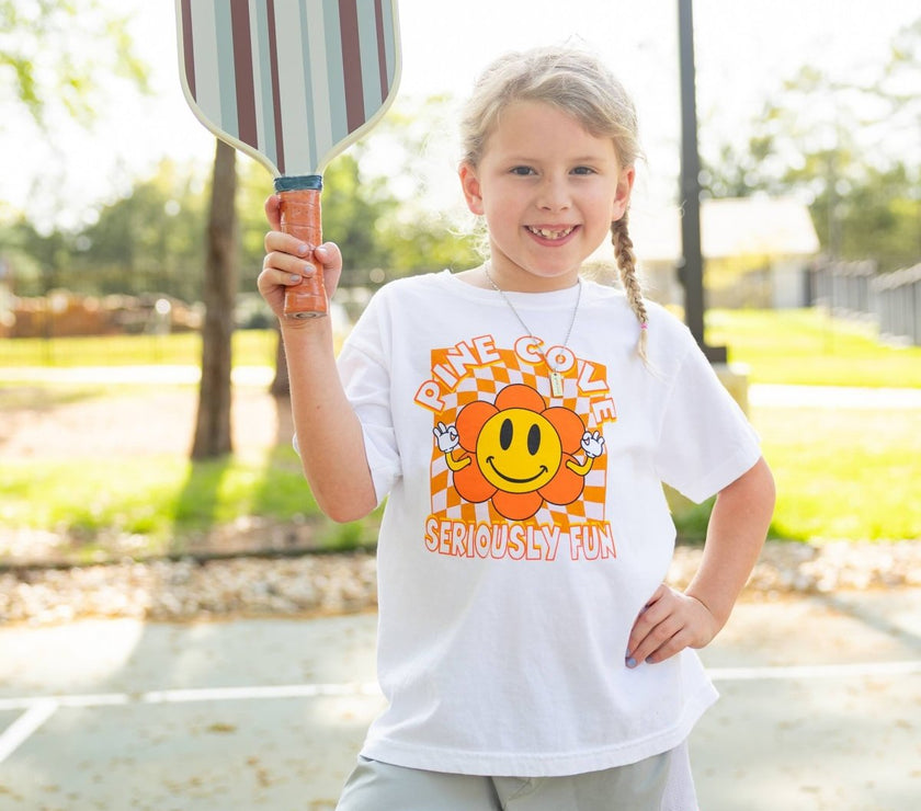 Youth Checkerboard Flower Tee - Pine Cove Web Store