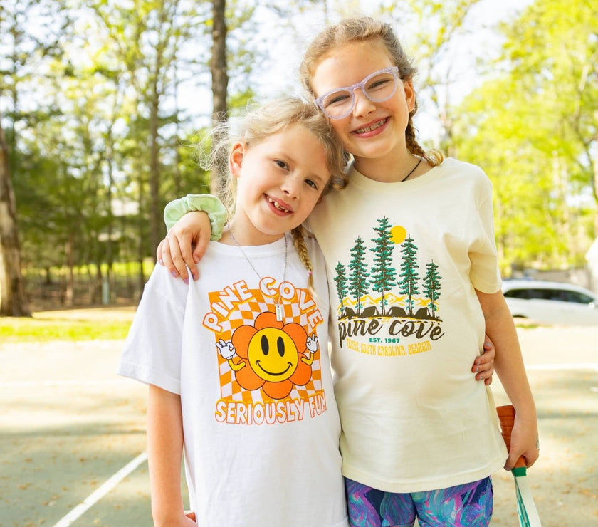 Youth Checkerboard Flower Tee - Pine Cove Web Store