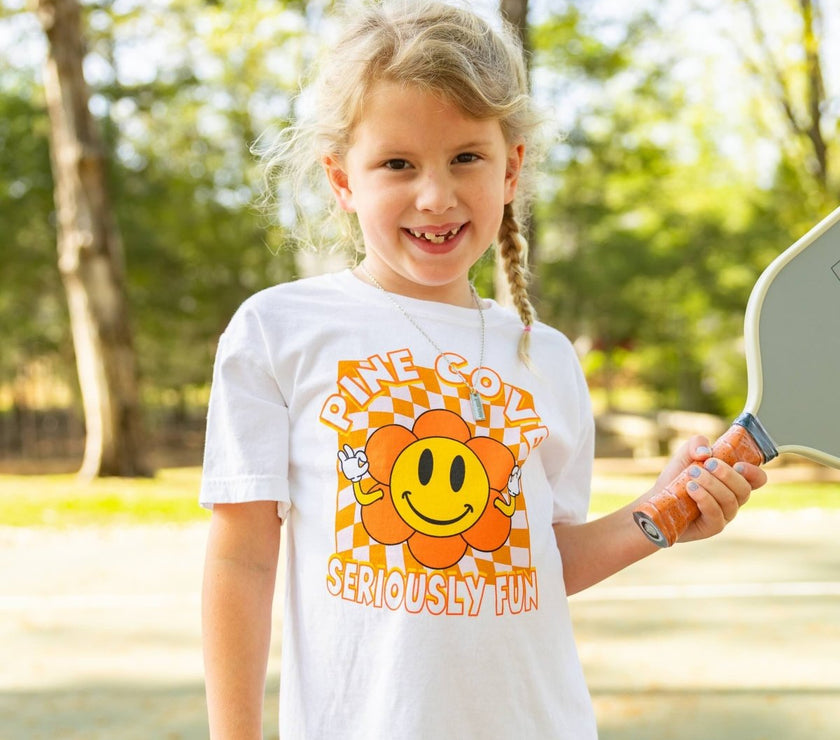 Youth Checkerboard Flower Tee - Pine Cove Web Store