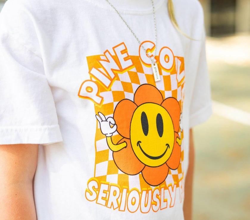 Youth Checkerboard Flower Tee - Pine Cove Web Store