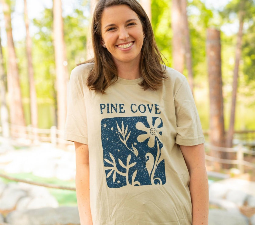 Adult Flower Stamp Tee - Pine Cove Web Store