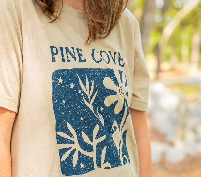 Adult Flower Stamp Tee - Pine Cove Web Store
