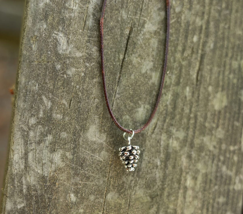 Pine Cone Pendant Leather Necklace - Pine Cove Web Store