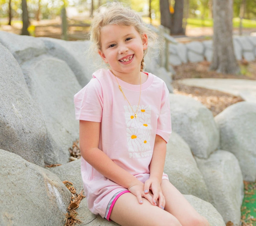 Youth Pink Daisy Tee - Pine Cove Web Store