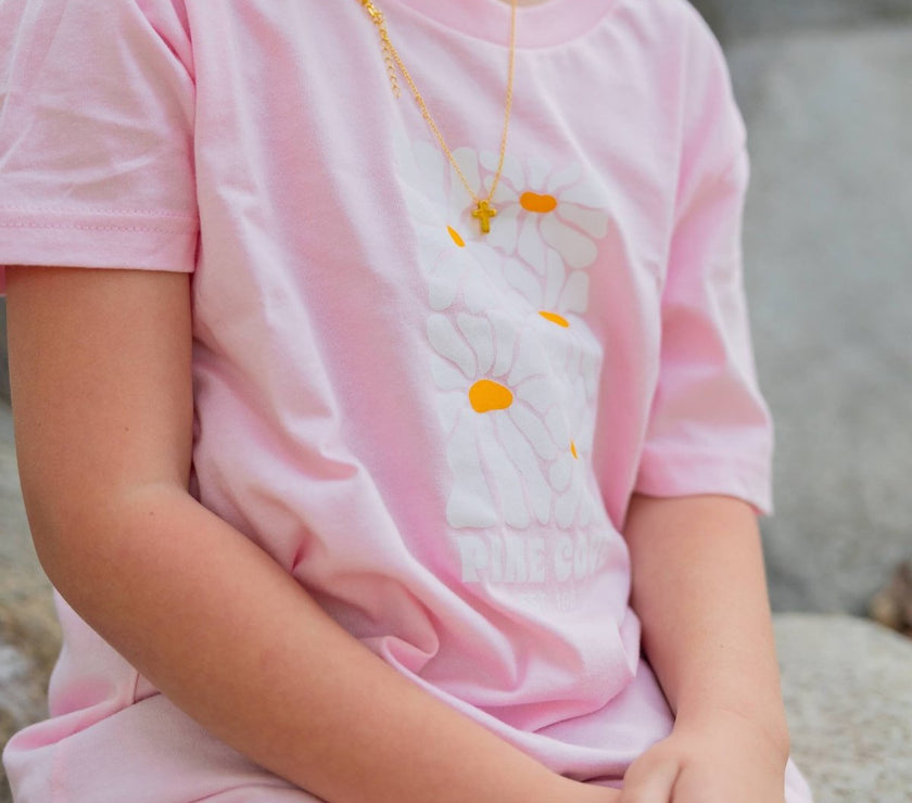 Youth Pink Daisy Tee - Pine Cove Web Store