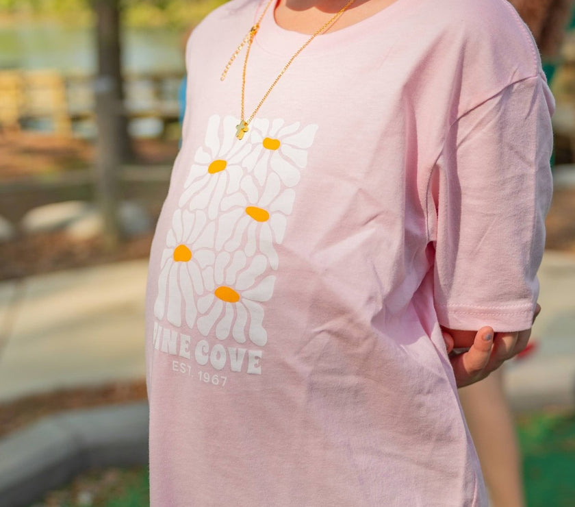 Youth Pink Daisy Tee - Pine Cove Web Store