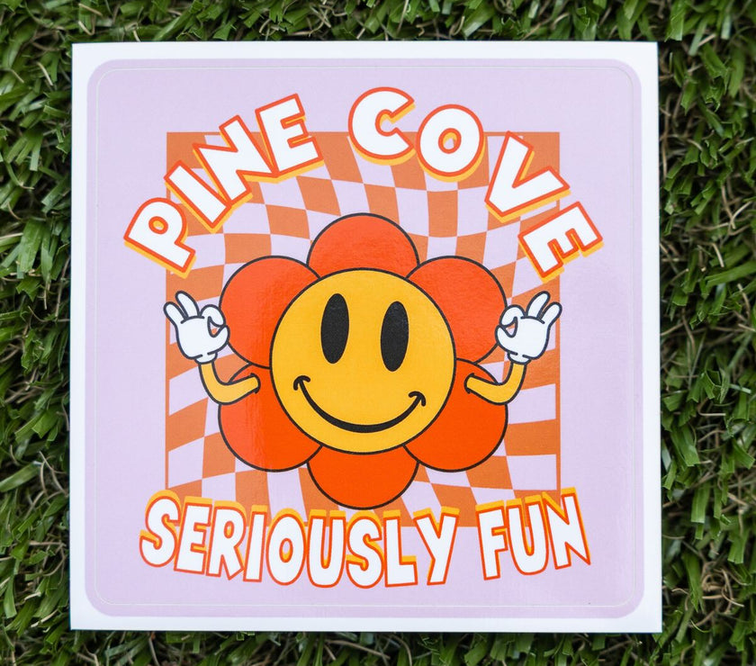 Checkerboard Flower Sticker - Pine Cove Web Store